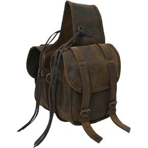 HILASON Soft Leather Horse Saddle Bag Dark Brown | Equestrian Western Leather Saddle Bag | Adjustable Closure Saddle Bag