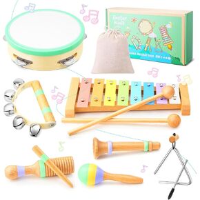 Toddlers Musical Instruments Wooden Montessori Musical Toys for Kids 3+, Eastar Kido Percussion Instruments Set Preschool Educational Toys for Boys Girls with Storage Bag Christmas Birthday Gifts KW-1