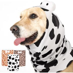SAWMONG Dog Calming Hoodie with Ear Covers for Noise, Fireworks & Anxiety Relief, No Shake Ear Wraps, Dog Ear Muffs & Protector, Pet Grooming and Force Drying, Cow, Small