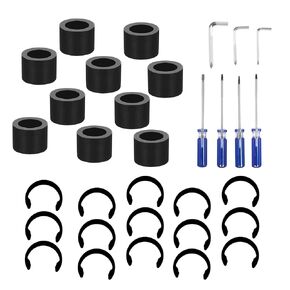 32Pcs Rubber Roller Replacement for Cricut Maker, Roller Tool Set, Include 10 Rubber Roller & 15 Retaining Clip Rings Compatible with Cricut Machine with Repair Parts, Keep Rubber Roller from Moving