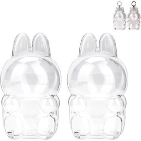 2PCS Clear Protective Case with Keychain for Blind Box Figure, Portable Display Case for Mini Collectible, Transparent Doll Storage Box for Fans and Collectors，Dustproof Doll Case (2, Standing)