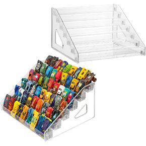 2 Pack Toy Cars Display Shelf for Hot Wheels, Clear 7 Layers Toy Cars Display Case Storage Organizer