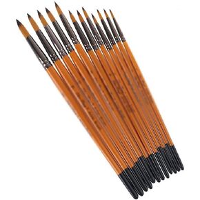 HBJWOV 12 Professional Paintings Brush Nylon Hair Artist Watercolor Acrylic Paint Brush Stationery