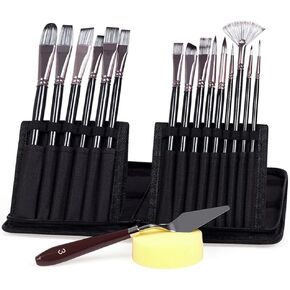 HBJWOV Paint Brushes Set Artist Sponge with Storage Case Watercolors Acrylic Palette Oil Painting Art Supplies