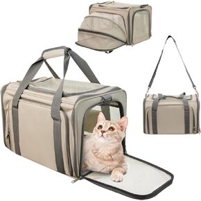 Airline Approved Pet Carrier, 18“x11"x11“ Large Cat, Dog Carrier, Collapsible Pet Travel Carrier, Foldable, Comfortable Pet Travel Carrier for Cats and Puppy