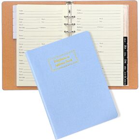 Refillable Address Book with Alphabetical Tabs, Gold Foil Hardcover Phone Book 648 Contacts Book, 48 Passwords Combo Book, Large Print Address Books for Seniors, A5, Blue