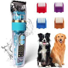 Dog Clippers for Grooming for Thick Heavy Coats,55dB Low Noise Cordless Pet Hair Trimmer with Titanium Blades,Waterproof Dog Shaver for Dogs Pets and Animals