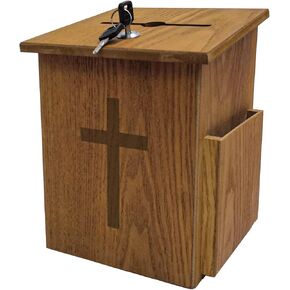 FixTuredIsplays® Box ، جمعية تبرع للمجموعة Church Collection W/Cross 7.5 "W × 7.5" H x 9-7/8 "D 10885 10885