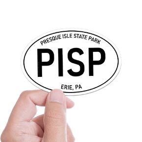 Presque Isle State Park White Oval Bumper Sticker for Car, Lake Erie Decal for Hydroflask Water Bottle & Laptop, Cute Pennsylvania Gifts (Small - 3" Water Bottle Decal)