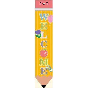 Pencil Welcome Banner Pencils Vertical Back To School Backdrop Sign for Classroom Bulletin Board door Decorations, Elementary Pre Middle High School Wall Sign, 7.87 x 39.37 Inch