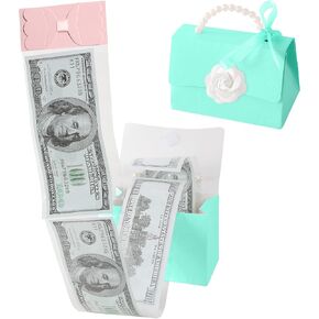 Money Pull Box for Cash, Surprise Box Mini Rose Handbags with 30 Pcs Transparent Bags for Christmas Party Birthday