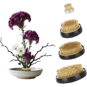 4 Pcs Flower Frog Pin Holder 3 Inch，2 Inch,1 Inch,Set Ikebana Frog Floral Kenzan Arrangement Tool for Vases Centerpieces Round Holder (Gold)