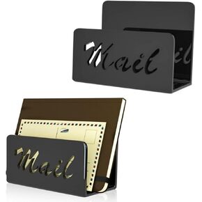 Mail Organizers-2Pack Acrylic Mail Holders Countertop Bill Organizer with Modern Lettering Design Ideal for Home Office School Desk Use