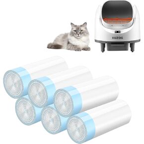 90 Count Waste Bags with Drawstring, Thick Waste Drawer Liners Compatible with Multiple Self-Cleaning Cat Litter Box （6 Packs/15 Counts）