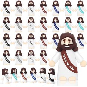 Draupnir 60PCS Little Jesus Figures Easter Mini Jesus Figurines in Bulk, Jesus Love You Religious Jesus Figures Gift Easter Egg Stuffers(Macaron,Jesus Love You)
