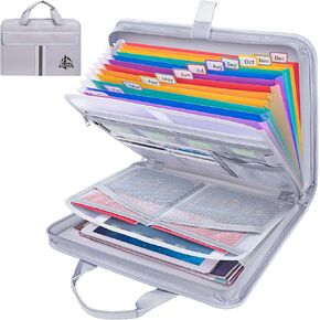 BALEINE Fireproof Document Organizer with Handle, 12 Pockets PVC Accordion File Organizer with Labels, Waterproof Fireproof Document Bag for A4/Letter Files in Travel, Office, Home (Black) in Kuwait