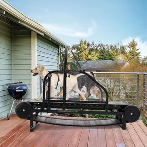 Dog Treadmill for Medium, Large Dogs,Adjustable Ramp Canine Running Slatmill Machine with Pedometer for Healthy & Exercise,Dog Slatmill for up to 350 lbs.(Black)