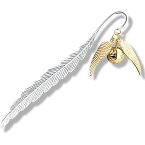 Vintage Metal Feather Bookmark with Golden Winged Charm – Thin Unique Metal Bookmark for Book Lovers – Reading Gifts Book Lovers, Women, Men, Teens on Christmas, Birthday, Valentine’s