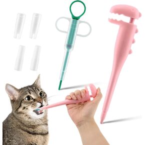 2 Pcs Cat Pill Shooter, Pet Pill Shooter for Cat, Dog Pill Shooter Cat Pill Gun, Oral Tablet Capsule, Silicone Syringes for Cats, Dogs and Small Animals, with Replacement Head (Blue)