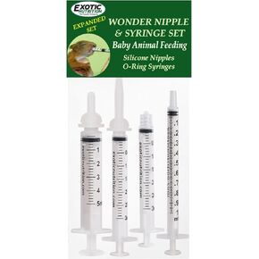 Wonder Nipple & Syringe Nursing Set - Small Animal Handfeeding Nursing Set - Great for Baby Squirrels, Rabbits, Racoons, Sugar Gliders, Hedgehogs, and Other Small Baby Mammals (Basic)