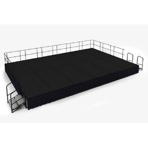 National Public Seating SG482412C-10-SS10 16 x 24 ft. Black Carpet Stage with Black Shirred Pleat Skirting 24 in. Height