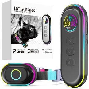 2-in-1 Dog Shock Collar & Bark Collar - Anti-Bark Collar with 2000FT Remote, Shock/Beep/Vibration Training Modes, Rechargeable & Waterproof, E Collar for Small/Medium/Big Dog