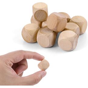 10 Pcs Wooden Blank Dice, 6 Sided Blank Dice DIY Graffiti Dice Round Corner Cube Dice for Wooden Cube Craft DIY and Parties Supplies 1.8cm