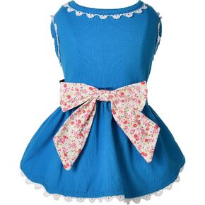 Small Dog Thin Denim Blue Dress,Cute Princess Dog Skirt with Bow-Knot(XS)