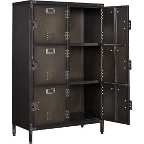 Letaya Metal Storage Locker,47" Steel Retro Cabinets 6 Doors Lockable,Adjustable Feet Organizer Cabinets for Employees Home Office School Gym (6 Door)