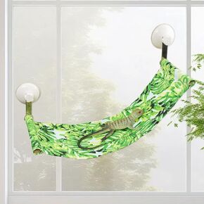 Bearded Dragon Hammock for Window, Bearded Dragon Window Perch with Suction Cups, Reptile Tank Accessories Suitable for Lizard Leopard Gecko Chameleon Kitten Rat (Green)