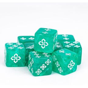 10pc 16MM D6 Game Dice Set, Standard 6 Sided Dice Set with Portable Leather Pouch, Skull Pattern, for D&D RPG Tabletop Game or Teaching Math(Green and Purple)