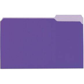 Universal UNV10525 Legal Size Deluxe 1/3-Cut Colored Top Tab File Folders - Violet/Light Violet (100/Box)