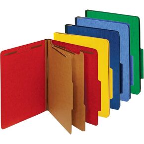 Office Depot Classification Folder, Letter, 2 Dividers, Embedded Fasteners, Assorted Colors, OM01723
