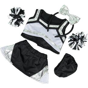 Metallic Silver & Black Cheerleader Teddy Bear Clothes Fits Most 14"-18" Build-A-Bear and Make Your Own Stuffed Animals