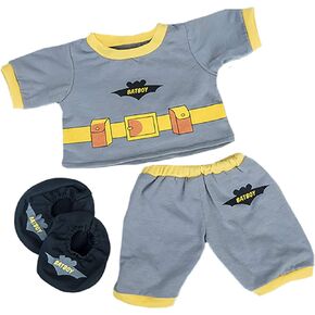 Batboy PJ's W/Slippers Teddy Bear Clothes Outfit Fits Most 14" - 18" Build-A-Bear, Vermont Teddy and Make Your Own Stuffed Animals