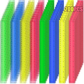 Ruler, 64 Packs 12 Inch Clear Plastic Assorted Color Metric Bulk Rulers with Inches Centimeters Millimeter. Measuring Drawing Tool for Kids, Ideal Back to School Classroom Office Home Supplies