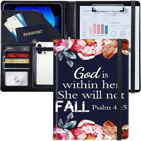 PU Leather Padfolio Folder Clipboard Portfolios Organizer Conference Document Organizer with Business Card Holder Storage Clipboard Writing Pad,Flag Firefighter