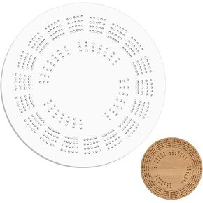 BENECREAT 11.8inch Cribbage Board Templates, Round Acrylic Game Board Templates for Woodworking, Card Game Plates Making, 6mm Thick, Hole: 3mm