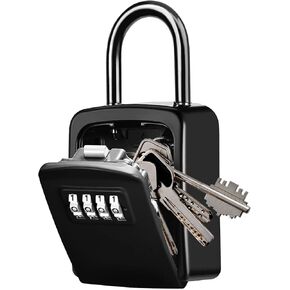Key Lock Box,4-Digit Combination Key Safe Box,Resettable Code Security Key Storage Box with Removable Shackle for Indoor Outdoor Home, Office, Garage, School, Gym, Airbnb