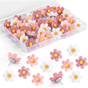 36 Pieces Flowers Push Pins,3 Colors Cute Push Pins, Decorative Thumb Tacks for Cork Board, Bulletin Board, Cubicle Wall Decor, Cute Office Decor