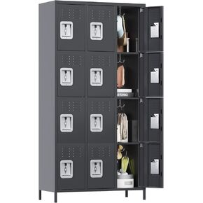 Metal Lockers for Employees with Lock,Steel Storage Locker with 6 Doors & 18 Hooks for School Office Gym Garage Bedroom,Assembly Required,Dark Gray