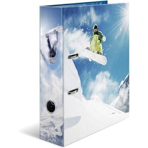 HERMA A4 Lever Arch File Winter Sports, Pack of 5, 70mm Spine, Heavy Duty Folder with Sport Motif, Glossy Finish & Inner Print, Kids Ring Binder, Archiving Folder & Storage File Organizer