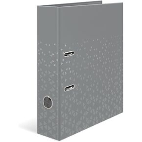 HERMA A4 Lever Arch File Grey, 70mm Spine, Heavy Duty Folder with Pattern Motif, Glossy Finish & Inner Print, Kids Ring Binder, Archiving Folder & Storage File Organizer