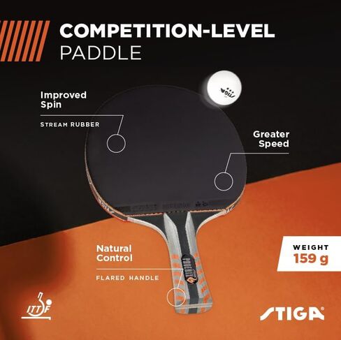 مجداف STIGA Phoenix Ping Pong - شفرة خفيفة للغاية مكونة من 5 طبقات - إسفنجة معتمدة للبطولة مقاس 2 مم - مقبض متوهج لتعزيز التحكم - مضرب تنس طاولة تنافسي للمتعة العائلية in Saudi Arabia