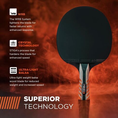 مجداف STIGA Phoenix Ping Pong - شفرة خفيفة للغاية مكونة من 5 طبقات - إسفنجة معتمدة للبطولة مقاس 2 مم - مقبض متوهج لتعزيز التحكم - مضرب تنس طاولة تنافسي للمتعة العائلية in Saudi Arabia