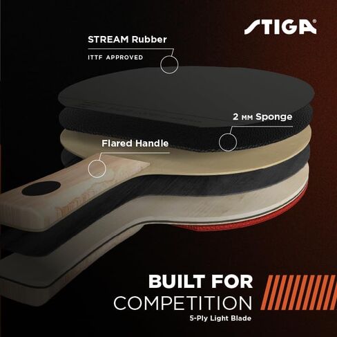 مجداف STIGA Phoenix Ping Pong - شفرة خفيفة للغاية مكونة من 5 طبقات - إسفنجة معتمدة للبطولة مقاس 2 مم - مقبض متوهج لتعزيز التحكم - مضرب تنس طاولة تنافسي للمتعة العائلية in Saudi Arabia