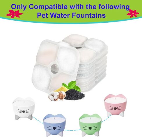 مرشح نافورة ماء Cat ، مرشحات نافورة Cat استبدال Pixi Pet Water Fountain ، 12 Pack Pet Fountain Filter ، 3 خراطيم المضخة in Kuwait