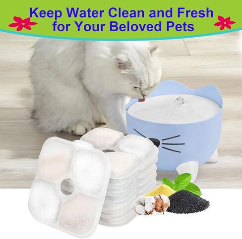 مرشح نافورة ماء Cat ، مرشحات نافورة Cat استبدال Pixi Pet Water Fountain ، 12 Pack Pet Fountain Filter ، 3 خراطيم المضخة in Kuwait