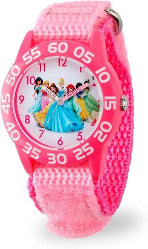 Disney Princess Kids' Plastic Time Teacher Analog Quartz Nylon Strap Watch, Pink in Saudi Arabia
