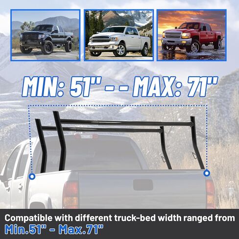 KUAFU Truck Ladder Rack Universal Adjustable Pick-Up Truck Bed Two-Bar Cargo Rack 1,000 lbs Capacity for Lumber, Ladder, Kayak in Saudi Arabia